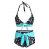 Maillot de Bain Bikini Fleuri Noué Imprimé à Taille Haute - multicolor A L