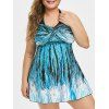 Maillot de Bain Tankini Matelassé Tordu Teinté de Grande Taille à Col Halter - multicolor 2X