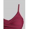Floral Rose Ruched Plus Size Tankini Swimsuit - RED WINE L