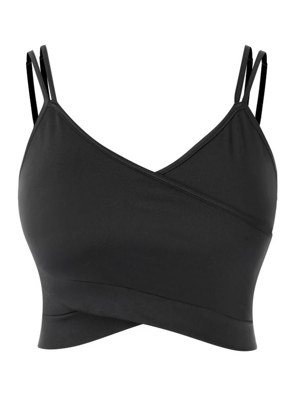 Plus Size Spaghetti Strap Crossover Crop Top - Noir 4X