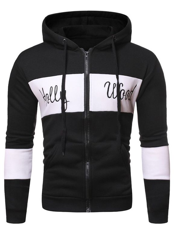 Sweat à Capuche Zippé Motif de Lettre - Noir M