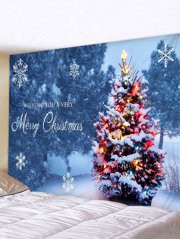 Tapisserie Murale Pendante Art Décoration Arbre de Noël et Forêt Imprimés - multicolor W79 X L71 INCH
