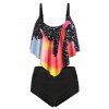 Maillot de Bain Tankini Ombré Superposé de Grande Taille à Pois - Noir 1X