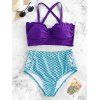Maillot de Bain Bikini Sirène Festonné Croisé - Bleu Tron L