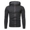 Sweat à Capuche Zippé en Couleur Unie - Noir M