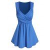 Débardeur Croisé à Col Plongeant à Volants - Bleu 2XL