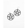 Boucles d'Oreilles Pendantes Crochets Motif Cercle et Etoile en Alliage - Noir 