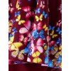 Plus Size Butterfly Print Open Back Cinched Tankini Swimsuit - RED WINE 5X