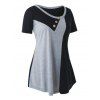 T-shirt Bicolore de Grande Taille - Noir L
