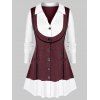 Chemise Bicolore de Grande Taille - Rouge Vineux 5X