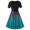 Robe Ligne A Ombrée de Grande Taille à Lacets - Vert 3X