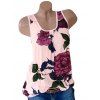 T-shirt sans Manches Imprimé Floral Grande Taille - Rose 1X