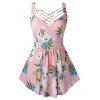 Débardeur Croisé Fleuri Imprimé de Grande Taille - Rose 1X