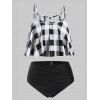 Maillot de Bain Tankini à Carreaux Grande Taille - Noir 3X