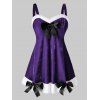 Débardeur Lingerie Nœud Papillon Panneau en Fausse Fourrure Grande Taille - Iris Pourpre 1X