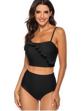Ruffles Solid Padded Tankini Set