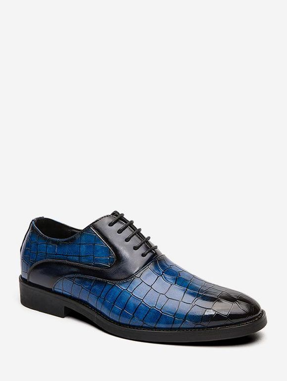 Chaussures de Business Animal Gaufré en Cuir à Lacets - Bleu EU 39