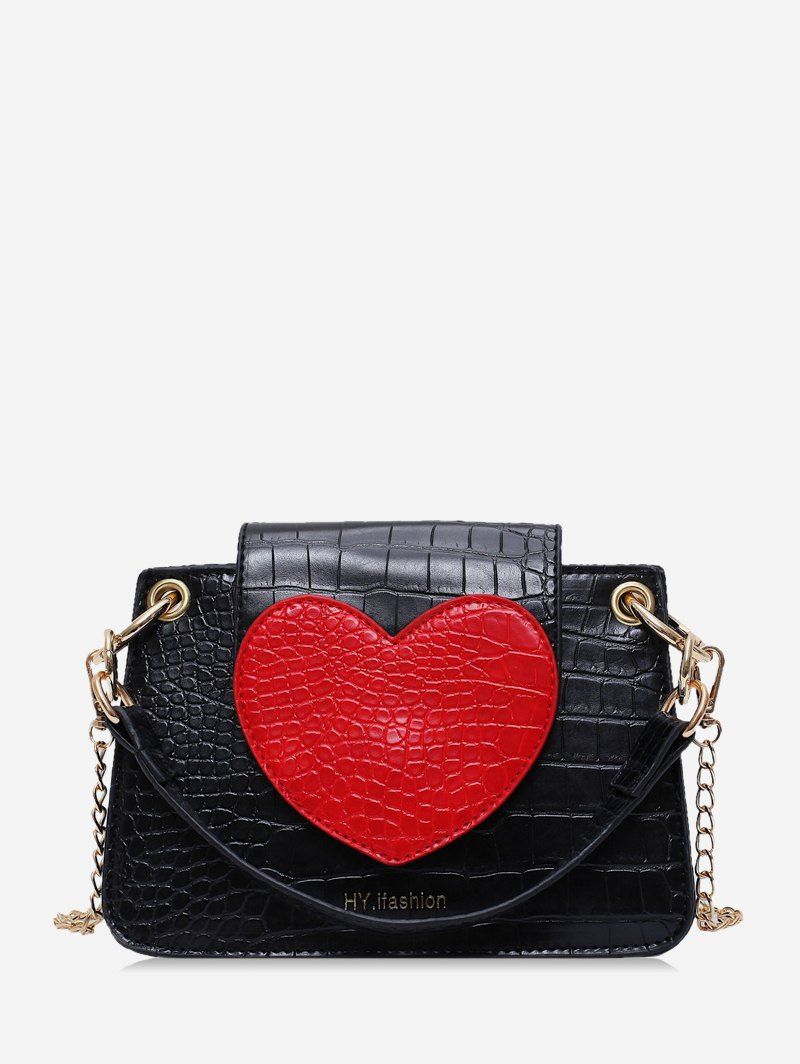 [31% OFF] 2021 Heart Pattern Leather Shoulder Bag In BLACK | DressLily