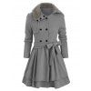 Manteau Multicouche à Col en Fourrure Artificielle - Nuage Gris L
