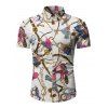 Chemise Motif de Chaîne à Manches Courtes à Frange - Blanc XL
