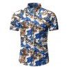 Chemise Boutonnée Motif de Papillon à Manches Courtes - Blanc XL