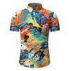 Chemise Décontractée Motif de Feuille à Manches Courtes - Jaune 2XL
