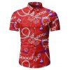 Chemise Boutonnée Motif de Chaîne à Frange - Rouge 2XL