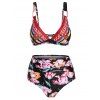 Metal Floral Chain High Waisted Bikini Swimsuit - multicolor L
