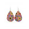 Boucles d'Oreilles Goutte d'Eau Motif de Tournesol en Cuir - multicolor C 