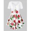 Haut Fleur Imprimée Grande Taille à Lacets - Blanc L