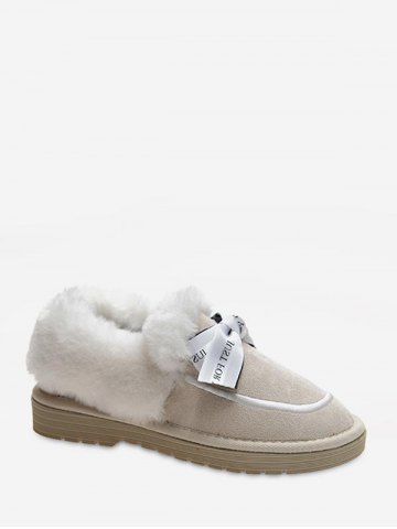 Sweet Bowknot Fuzzy Collar Snow Boots
