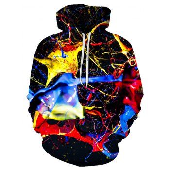 

Colorful Print Pouch Pocket Hoodie, Multicolor