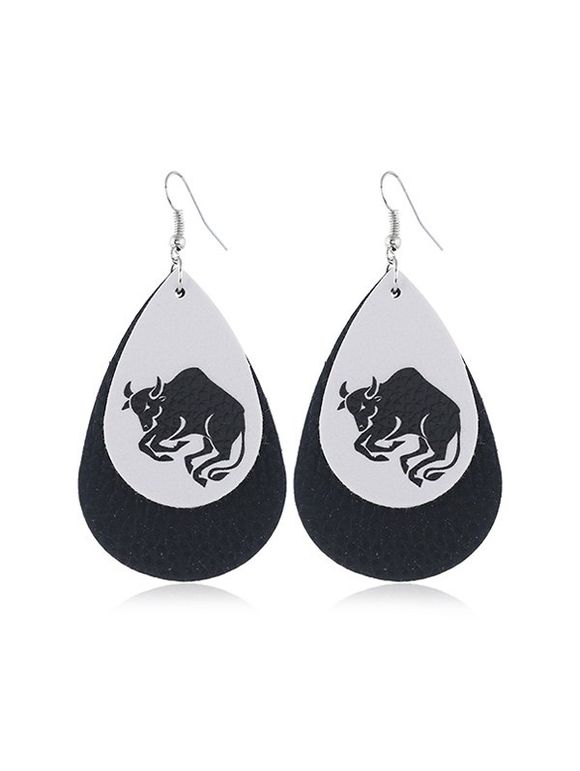 Boucles d'Oreilles Horoscope Goutte d'Eau en Cuir - Noir TAURUS