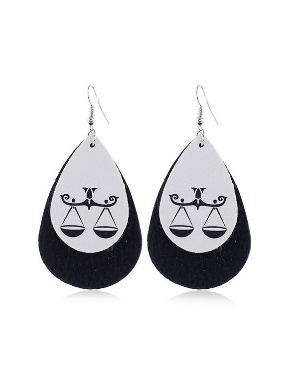 Boucles d'Oreilles Horoscope Goutte d'Eau en Cuir - Noir LIBRA