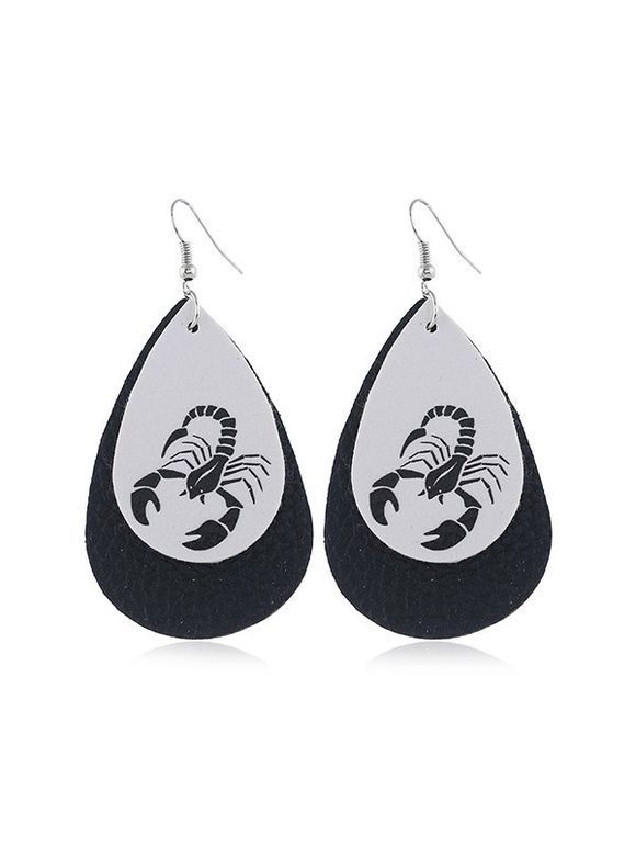 Boucles d'Oreilles Horoscope Goutte d'Eau en Cuir - Noir SCORPIO