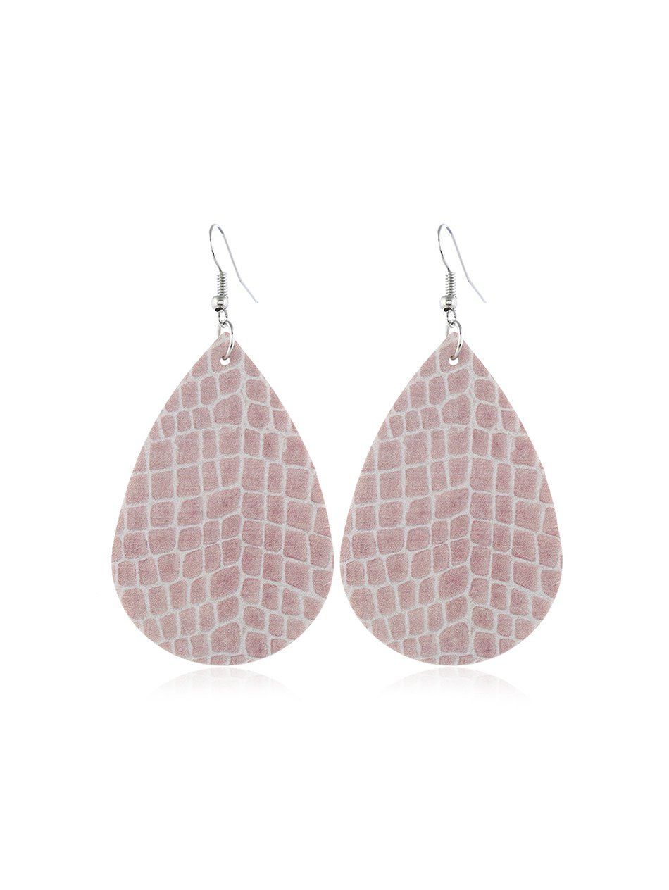 

Leather Water Drop Shape Earrings, Pink