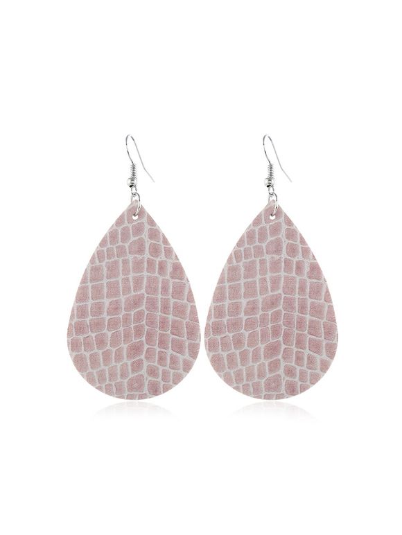 Boucles d'Oreilles en Forme Goutte d'Eau en Cuir - Rose 