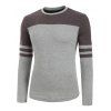 T-shirt Chiné Rayé Contrasté à Ourlet Courbe - Cendre gris XL