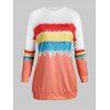 Tie Dye Colorblock Goutte d'épaule Plus Size Top - multicolor A 3X