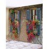 Tapisserie Murale Pendante Art Décoration Rétro Fenêtre et Fleur Imprimées - Bois W59 X L51 INCH