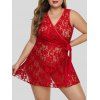Cravate taille T Retour Lace Taille Plus Lingerie Babydoll - Rouge 2X
