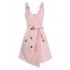 Button Wrap Asymmetrical Cami Dress - PINK M