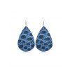 Boucles d'Oreilles en Forme Goutte d'Eau en Cuir - Bleu 
