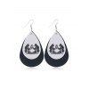 Boucles d'Oreilles Horoscope Goutte d'Eau en Cuir - Noir GEMINI