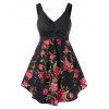 Débardeur Floral Imprimé de Grande Taille - Noir 1X