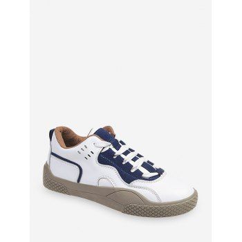 

Lace-up Design Color Spliced Casual Shoes, White