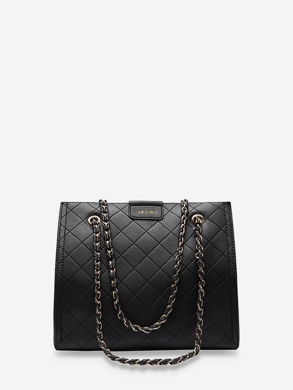 Sac à Bandoulière Cousu Losange Motif de Lettre - Noir 
