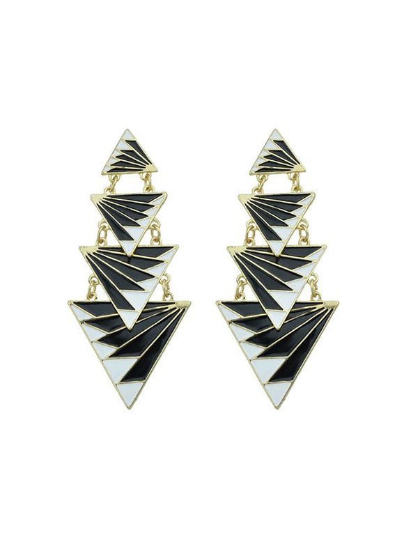Boucles d'Oreilles Triangle Superposées - Noir 