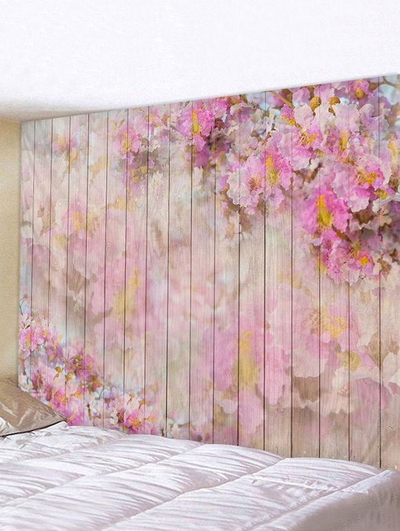 Tapisserie Murale Pendante Art Décoration Fleur et Grain de Bois Imprimés Saint-Valentin - multicolor W79 X L59 INCH