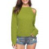 Pull Découpé en Couleur Unie à Col Rond - Vert Pistache XL